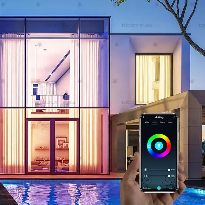 Ampoule intelligente WiFi E27 à intensité variable, RGBCW, lumière LED colorée 220V, application rég