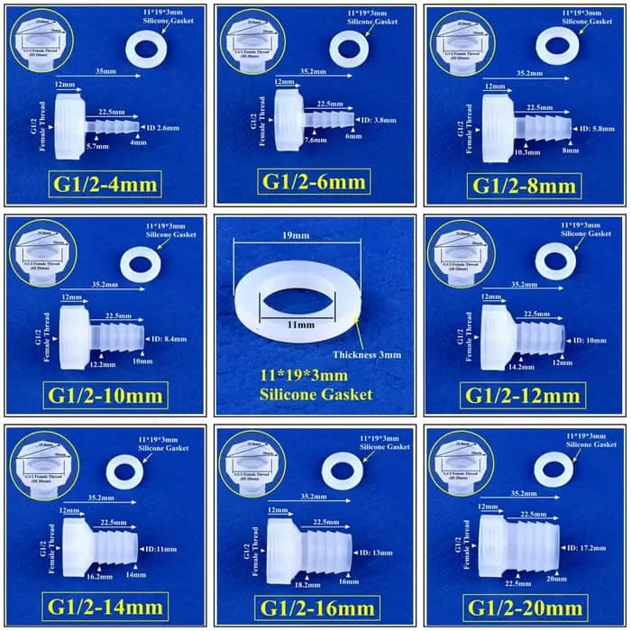 5 ~ 200 pièces G1/2 filetage femelle à 4 ~ 20mm PP connecteur Direct Micro Irrigation jardin pagode