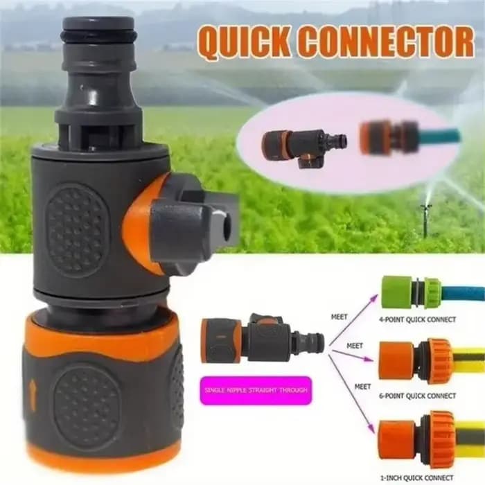 Adaptateur de tuyau d'arrosage à connexion rapide avec robinet d'arrêt - Compatible avec les tuyaux