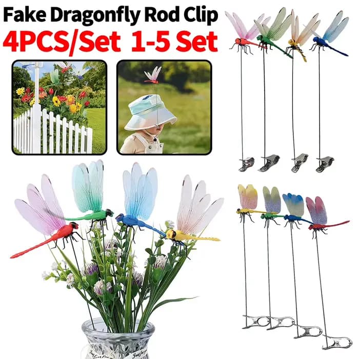 Clip d'insertion de libellule simulé, décoration de jardinage légère, pince à insectes, répulsif d'i