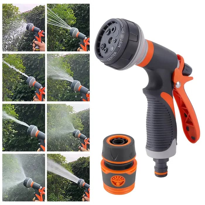 Pistolet à eau en mousse de jardin, 8 Modes, haute pression, pour lavage de voiture, buse d'arrosage