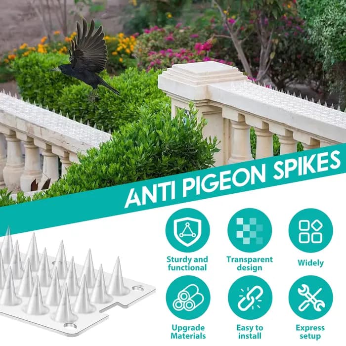 24 pièces répulsif pour oiseaux pointes en plastique Transparent chat intrus dissuasion bande Anti e