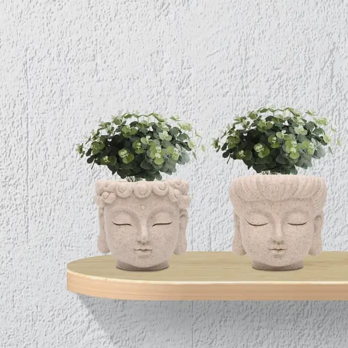 Pot de fleur tête de bouddha, jardinières de vase bourgeon, sculpture ouverte, beaucoup de plantes p