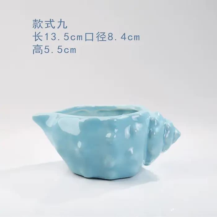 1 pièce Pot de fleurs en porcelaine bleue, style européen, motif poisson, pour plantes succulentes,