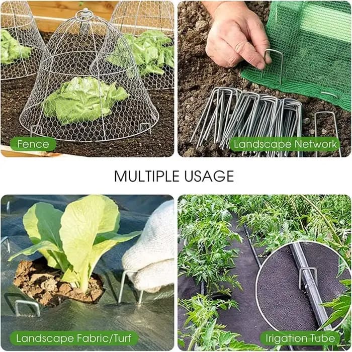 Agrafes de jardin de type U, piquets de tube de clôture robustes, broches Sod, pointe de paysage gal