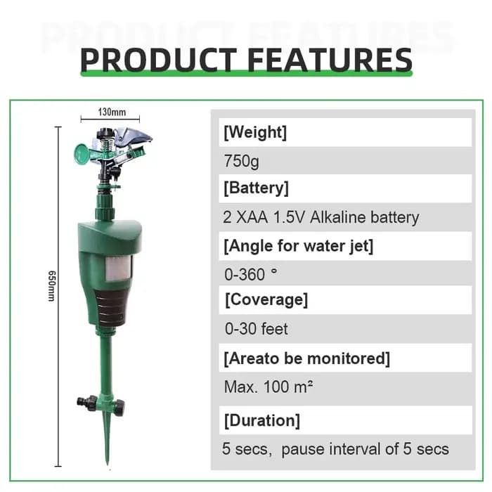 Mouvement Arroseur Antiparasitaire Jardin Antiparasitaire Jet Spray Oiseaux Répulsif Conduite Petits Animaux Répulsif Utilisé