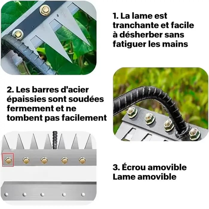 Râteau de désherbage de jardin à 8/7/6/5 dents
