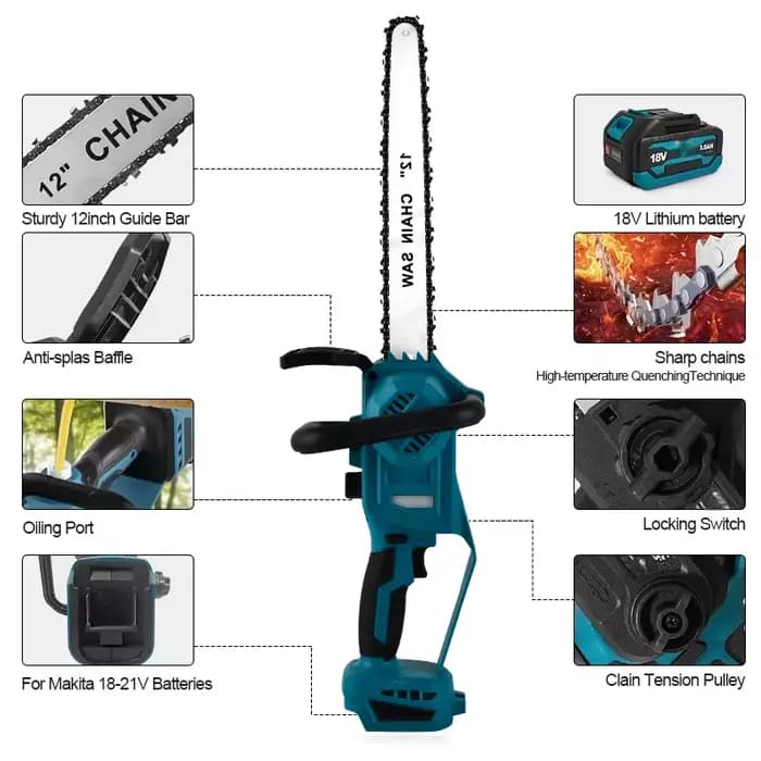 Makita – tronçonneuse électrique bleue sans fil de 12 pouces