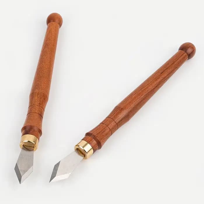 Outil de couteau à découper à double biseau en bois