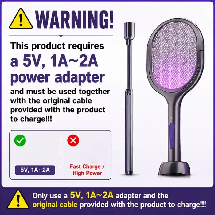Raquette anti-moustiques électrique télescopique et lampe piège UV