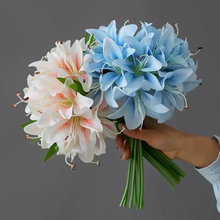 1 lot de 20 fleurs de lys artificielles bleues