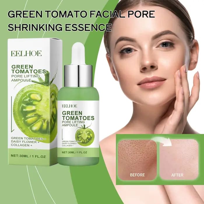 Essence de traitement des pores du visage, tomate vert, avec collagène, hydratant, contrôle de l'huile, nettoyage des imperfections, raffinage de la peau