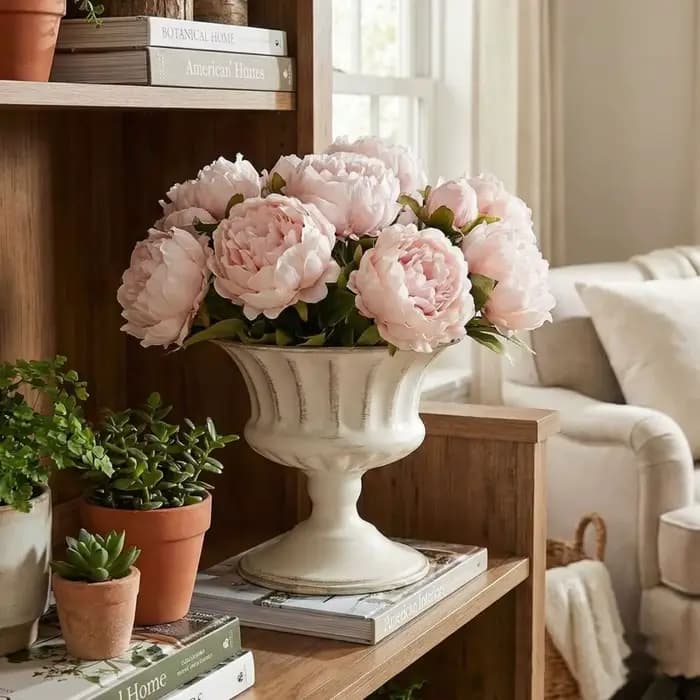 Pot de fleurs vintage en métal blanc