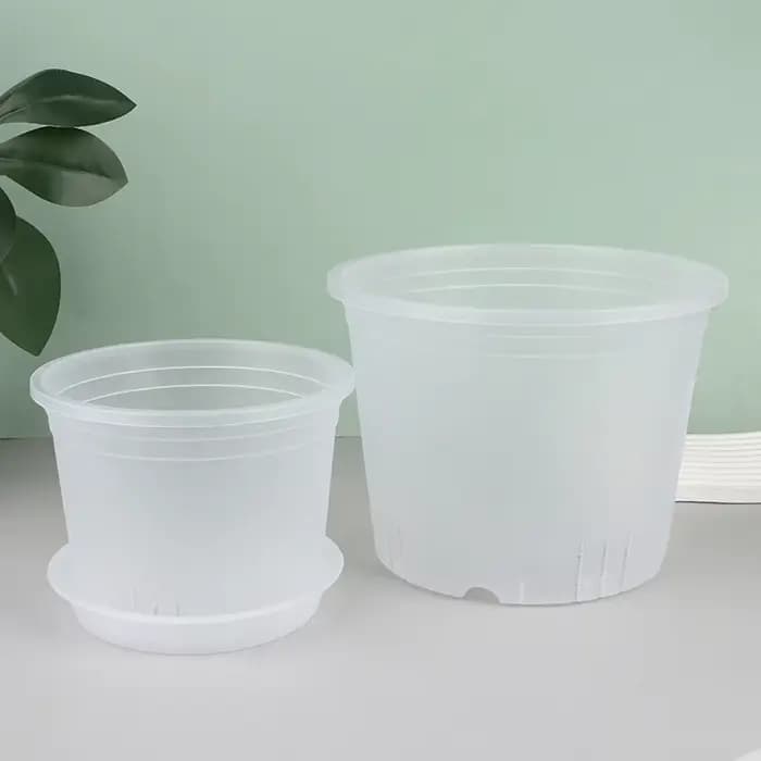 Pot d'orchidée rond Transparent avec/sans plateau
