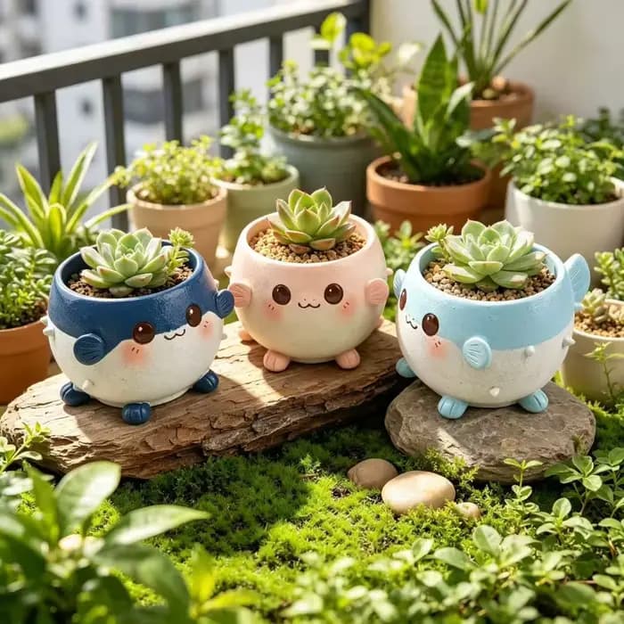 Pot de fleurs succulentes mignon en forme de dessin animé