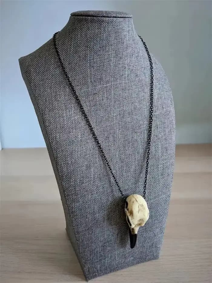 Collier crâne de corbeau pour Halloween, bijoux gothiques, cadeau d'urgence, effrayant, médecin de la peste, sorcière