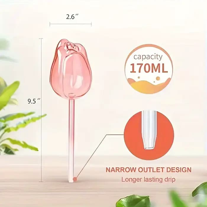 3 boules d'irrigation en forme de tulipe avec un design à embout étroit pour prolonger le temps