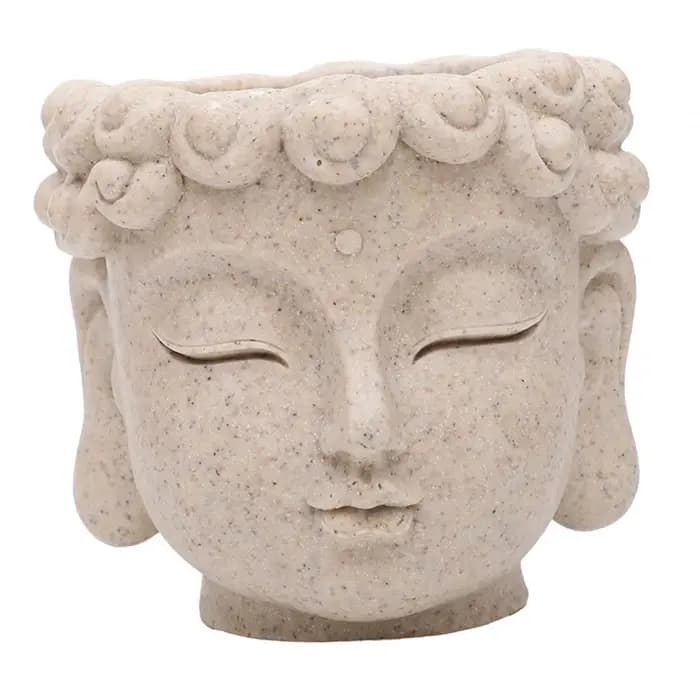 Pot de fleurs en forme de tête de Bouddha, décoration, cadeau, statue, organisateur, conteneur pour plantes, vase à fleurs pour bureau, table de cuisine, centre de table, maison, jardin