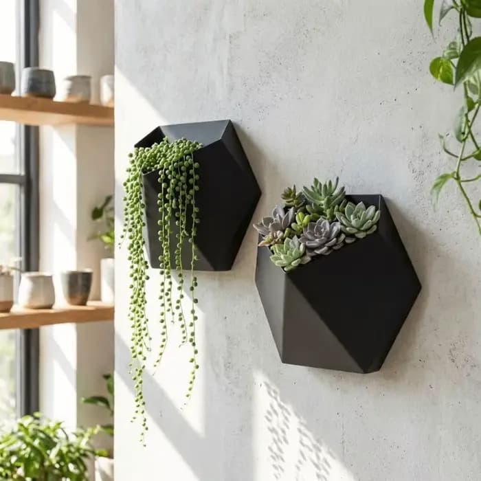 Pot de fleurs hexagonal géométrique de style moderne