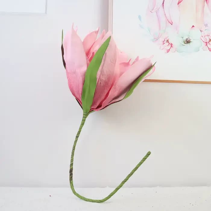 Grande fleur artificielle de magnolia PE rose