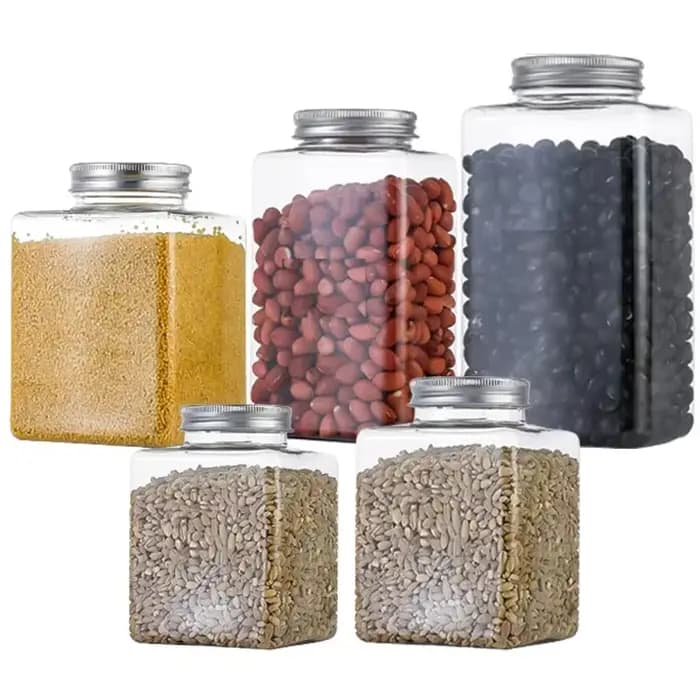 Bocaux Transparents de Stockage Mars avec Couvercle en Aluminium