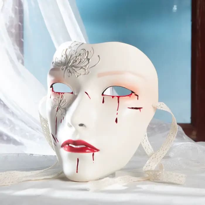 Masque peint à motif floral, masque de dessin à la main, masques complets, masques Punk anciens pour fête d'halloween, Cosplay