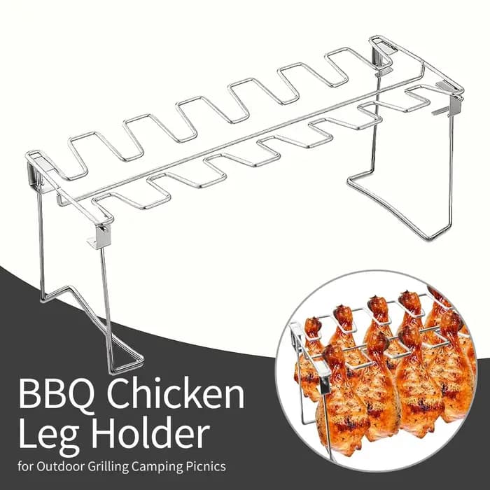 Support d'ailes de jambe de poulet pliant en acier inoxydable, 1 pièce, gril de jambe de poulet pour barbecue, gril Vertical pour four de gril de fumeur