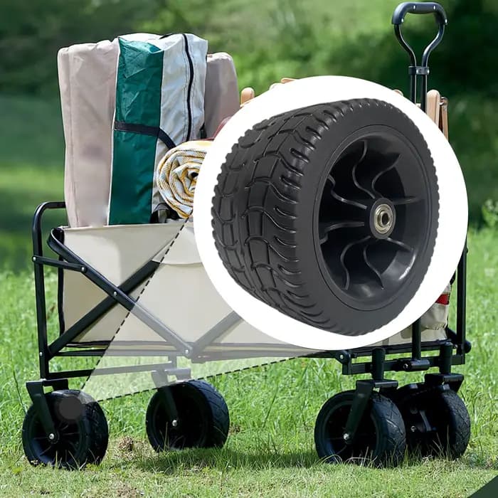 Roue de chariot pliable avec pneu en caoutchouc robuste et antidérapant, pièce de rechange pour brouette de jardin, chariot de camping, chariot de plage