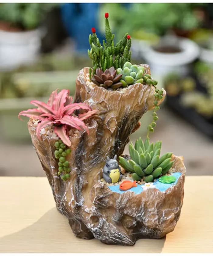Pot de fleurs en résine pour plantes succulentes