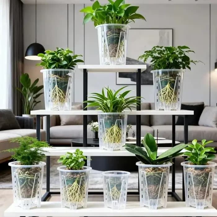 Pot de fleurs en plastique PP transparent S/M/L/XL