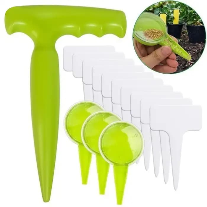 Nouveau Outils de jardinage en plastique réglable planteur à main semoir marqueurs de jardin support d'étiquette