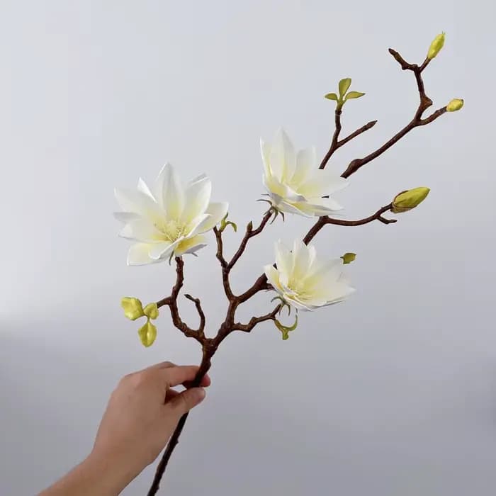 Magnolia blanc 70cm fleur artificielle Faux dégradé