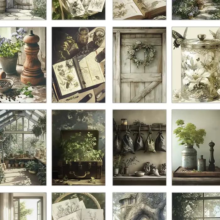 32 pièces, cartes postales de jardin d'herbes vintage