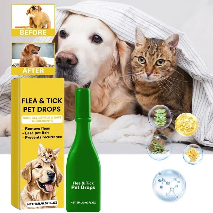 Gouttes anti-puces pour chiens et chats 1 ml – Élimine les puces, soulage les démangeaisons cutanées, traite les tiques, répulsif externe contre les insectes pour animaux de compagnie