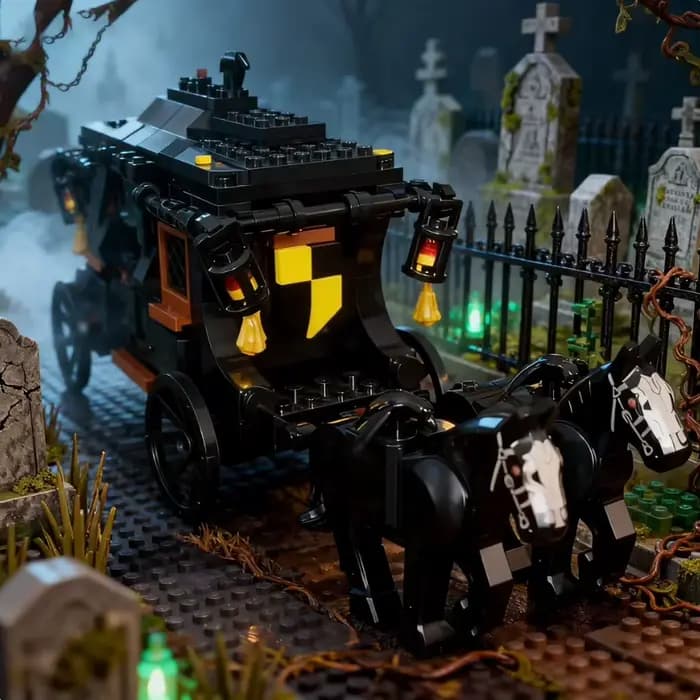 Modèle de chariot vampire Raven Duke en blocs de construction, kit de fantaisie médiévale, briques de chariot MOC, cadeau d'Halloween et de Noël