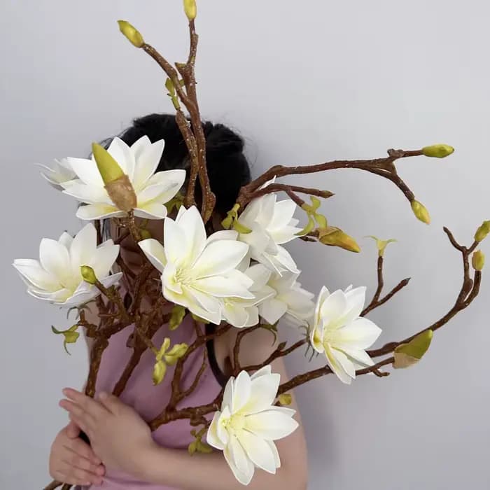 Magnolia blanc 70cm fleur artificielle Faux dégradé