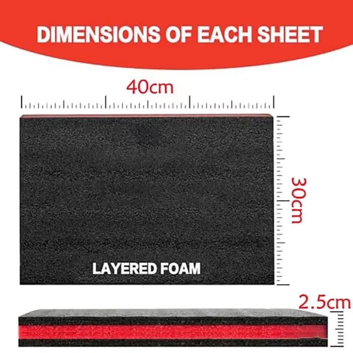 Lot de 3 inserts en mousse pour boîtes à outils, mousse de protection pour emballage d'outils, artisanat, feuilles de stockage en polyéthylène pour étuis rigides de boîtes à outils