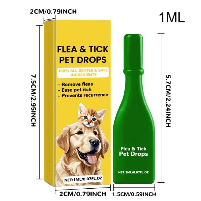 Gouttes anti-puces pour chiens et chats 1 ml – Élimine les puces, soulage les démangeaisons cutanées, traite les tiques, répulsif externe contre les insectes pour animaux de compagnie