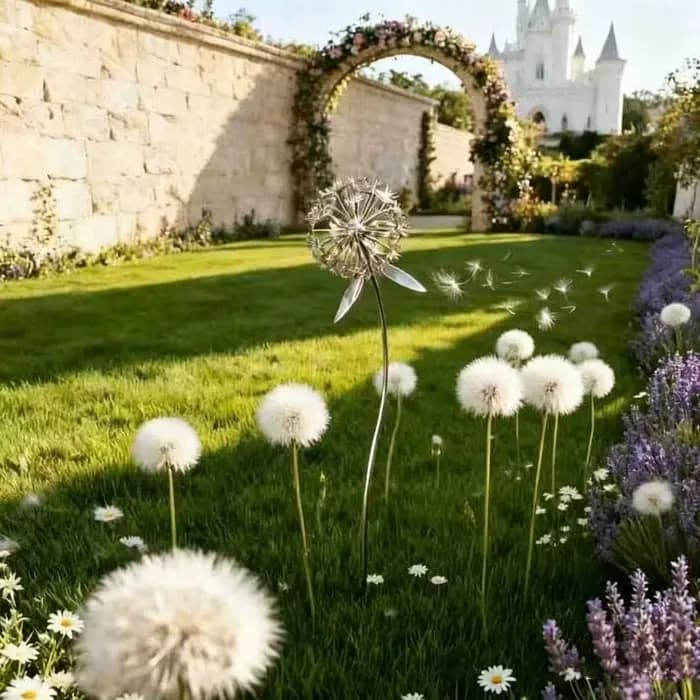 Décoration de jardin rustique en métal en forme de pissenlit