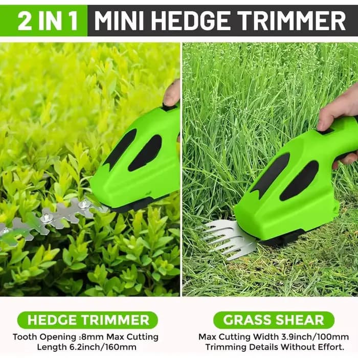 Taille-haie électrique sans fil 2-en-1 rechargeable