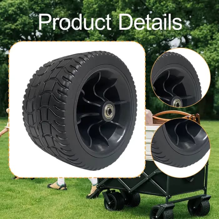 Roue de chariot pliable avec pneu en caoutchouc robuste et antidérapant, pièce de rechange pour brouette de jardin, chariot de camping, chariot de plage