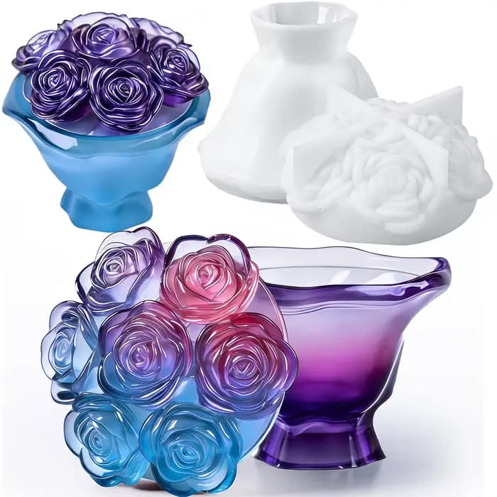 1 jeu de moules pour pots de roses à main avec LIDS