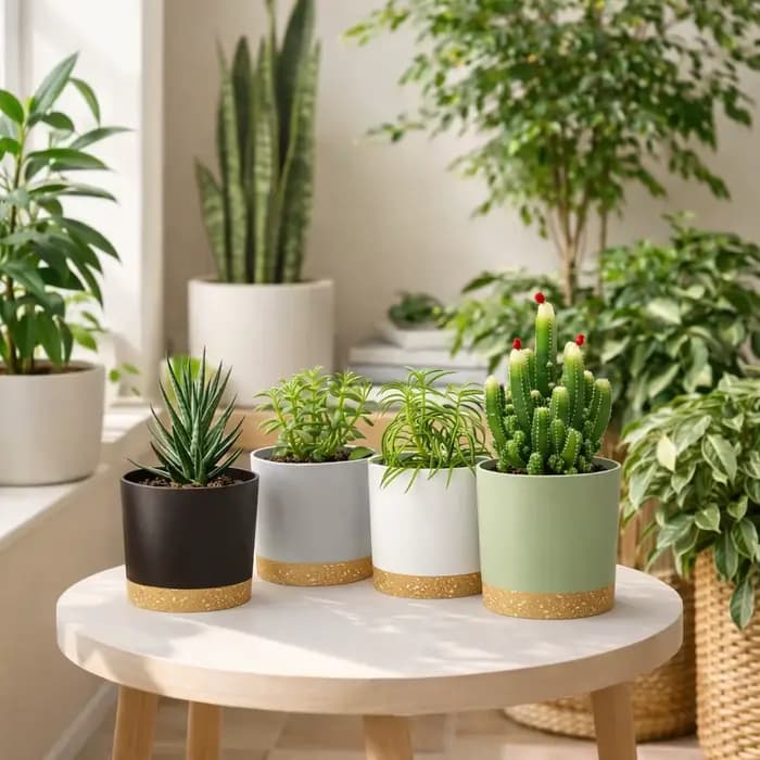 Lot de 4 pots de fleurs ronds de 5 pouces avec fond amovible