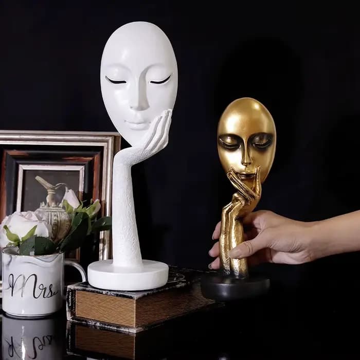 Sculpture abstraite de visage féminin, Art mural moderne en résine pour salon, décoration de chambre à coucher pour femmes, ornement minimaliste