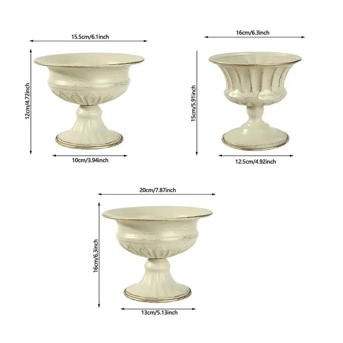 Pot de fleurs vintage en métal blanc