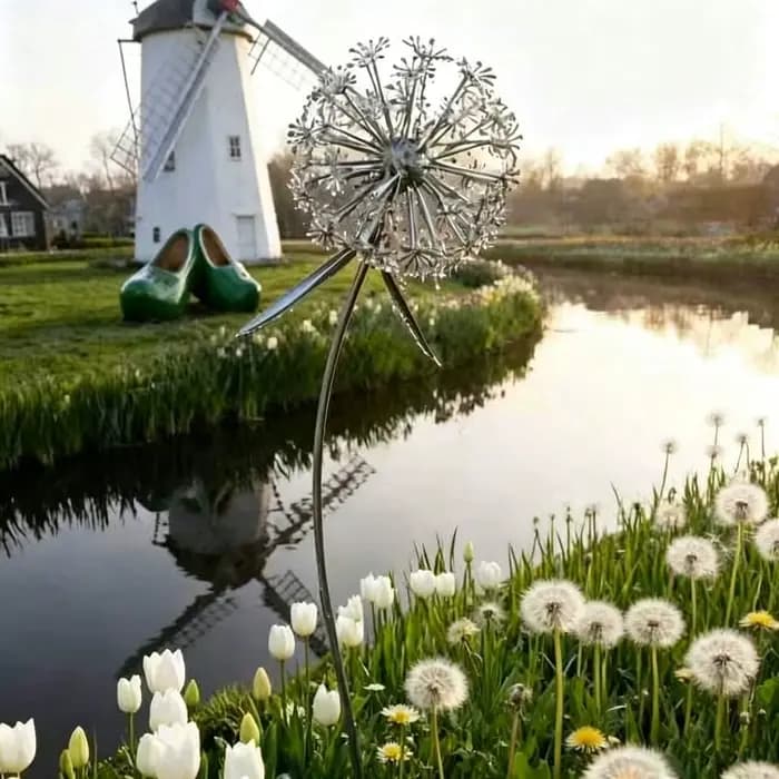 Décoration de jardin rustique en métal en forme de pissenlit