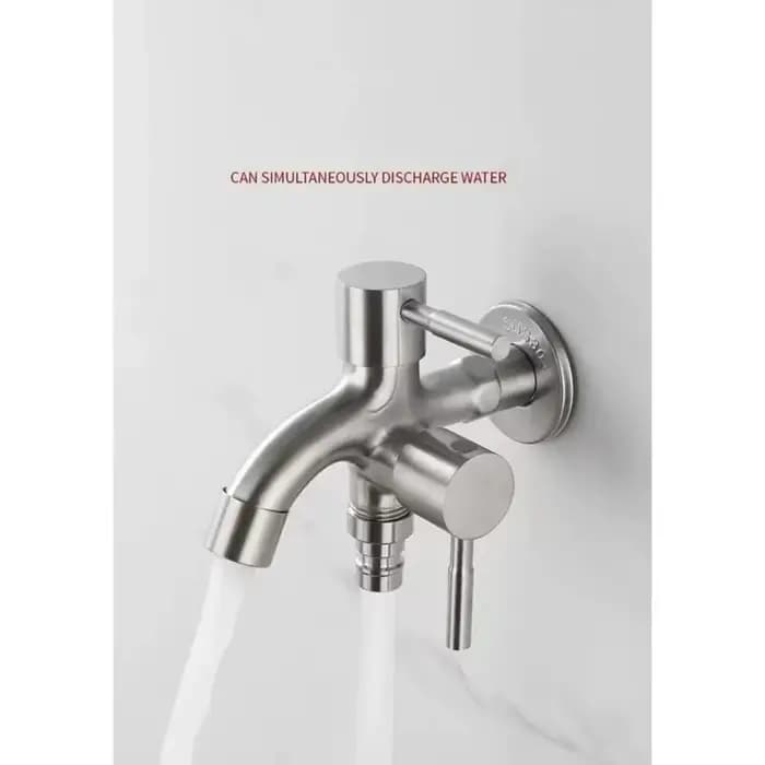 Robinet à double sortie, 1 pièce, en acier inoxydable 304, multifonctionnel, pour lave-linge, évier de lavage à domicile