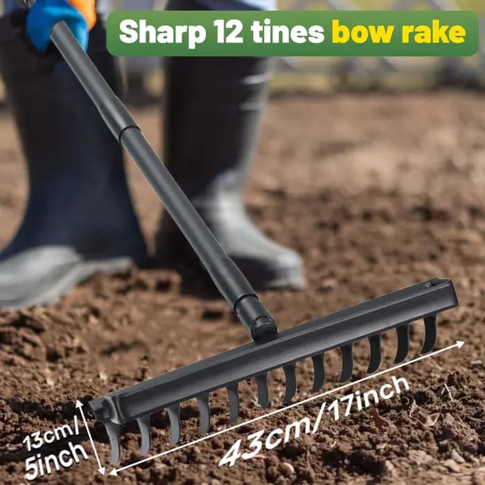 Râteau à chair de jardin avec manche Long réglable de 60 pouces