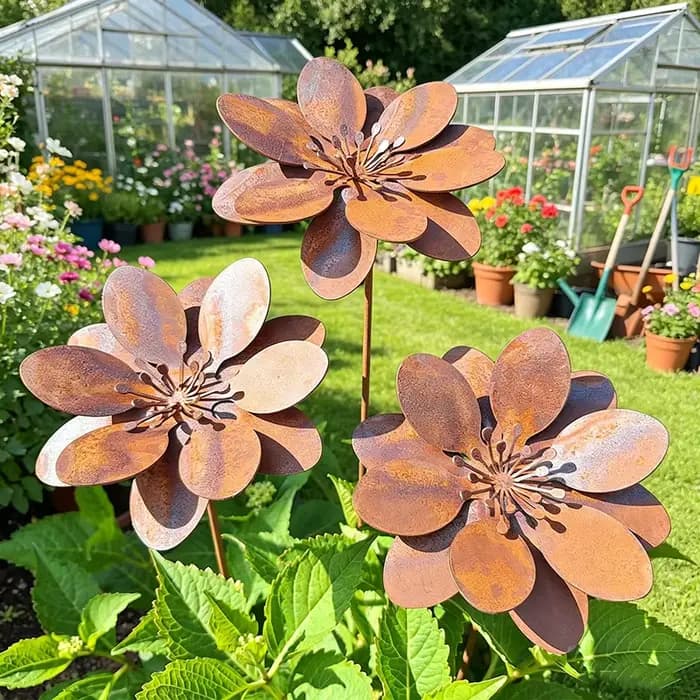 Rustique fer fleur Stake 3D Floral Yard Ornament Garden Pick en plein air pelouse patio art décoratif artisanats