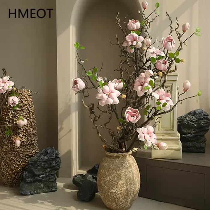 Branche de Fleurs Artificielles en Pu Magnolia